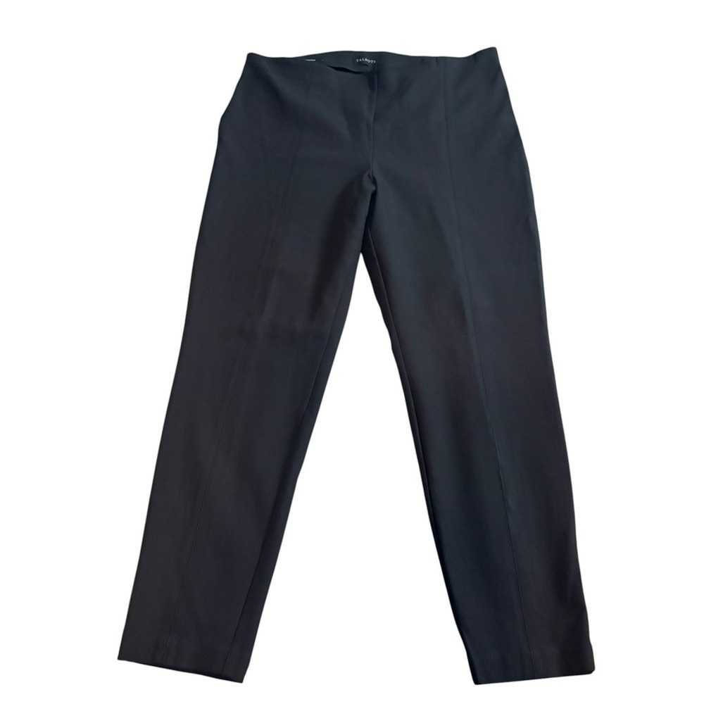 Talbots Portland Pant 16 Black Side Zip Seamed Straight Leg Stretch Trousers
